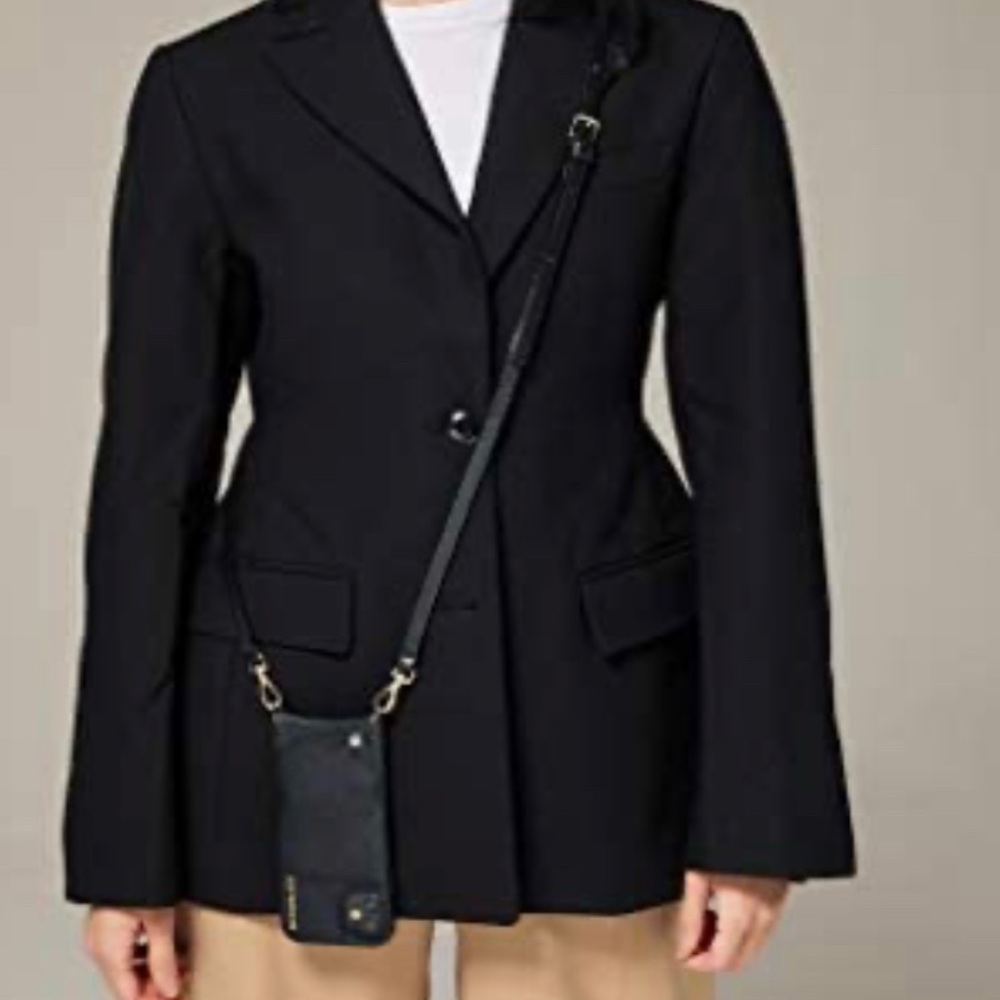 Pebble Leather Crossbody Bandolier in Black/Gold for iPhone X/XS STRAP 48”- 54"